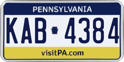 PA license plate KAB4384