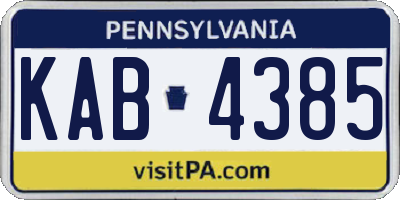 PA license plate KAB4385
