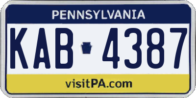 PA license plate KAB4387