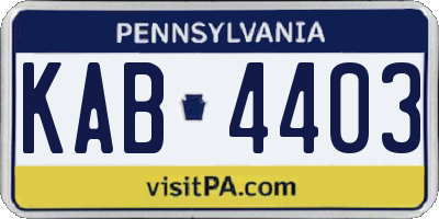 PA license plate KAB4403