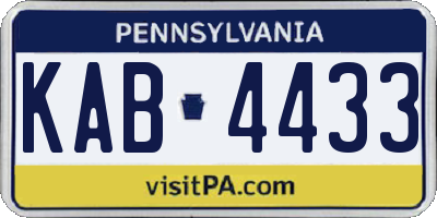 PA license plate KAB4433