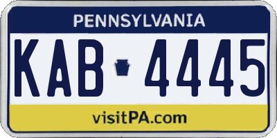 PA license plate KAB4445
