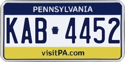PA license plate KAB4452