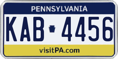 PA license plate KAB4456
