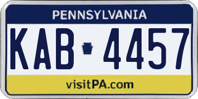 PA license plate KAB4457