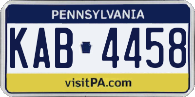 PA license plate KAB4458