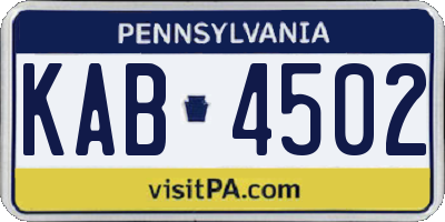 PA license plate KAB4502