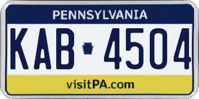 PA license plate KAB4504
