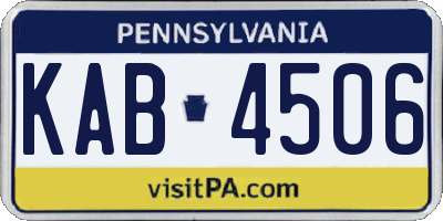 PA license plate KAB4506