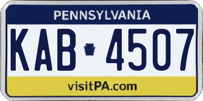 PA license plate KAB4507