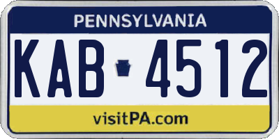 PA license plate KAB4512
