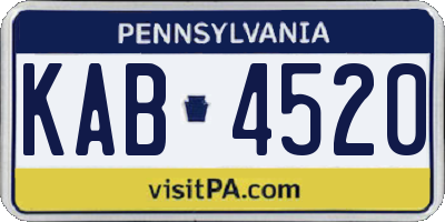 PA license plate KAB4520
