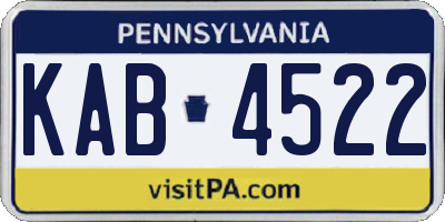 PA license plate KAB4522
