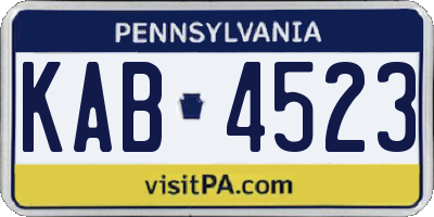 PA license plate KAB4523