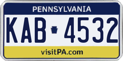 PA license plate KAB4532