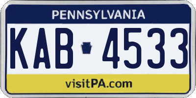 PA license plate KAB4533