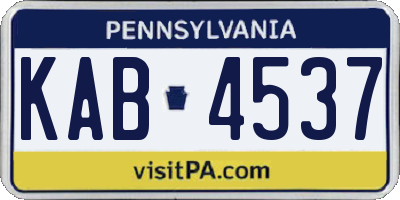 PA license plate KAB4537