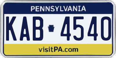 PA license plate KAB4540