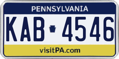 PA license plate KAB4546