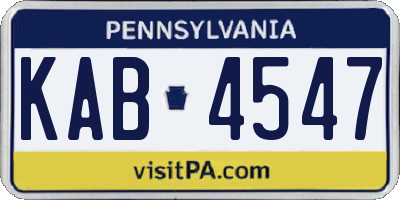 PA license plate KAB4547