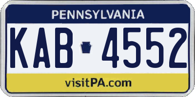 PA license plate KAB4552