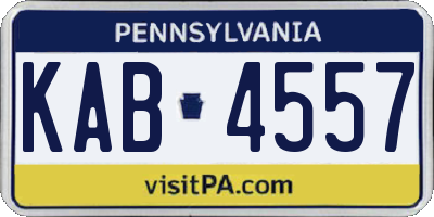 PA license plate KAB4557