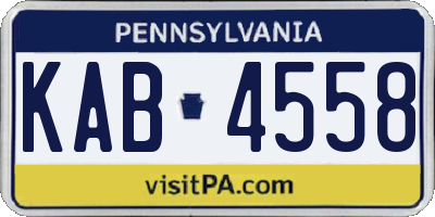 PA license plate KAB4558