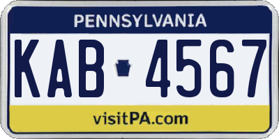 PA license plate KAB4567