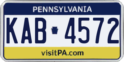 PA license plate KAB4572