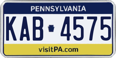 PA license plate KAB4575