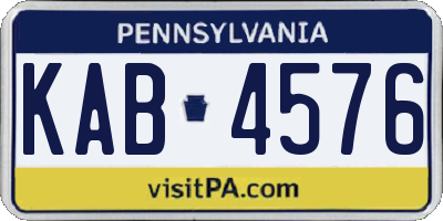 PA license plate KAB4576
