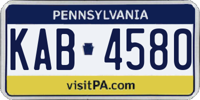 PA license plate KAB4580