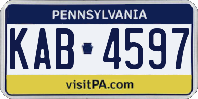 PA license plate KAB4597