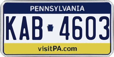 PA license plate KAB4603