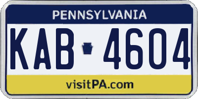 PA license plate KAB4604