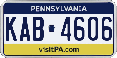 PA license plate KAB4606