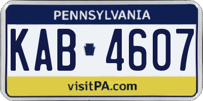 PA license plate KAB4607