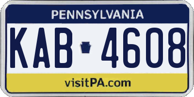 PA license plate KAB4608