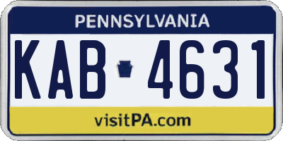 PA license plate KAB4631