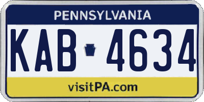 PA license plate KAB4634