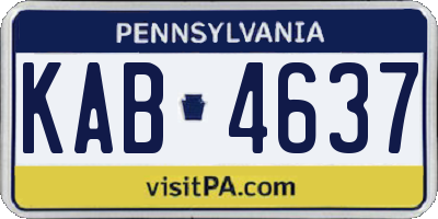 PA license plate KAB4637