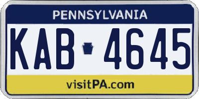 PA license plate KAB4645