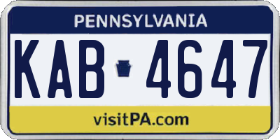 PA license plate KAB4647