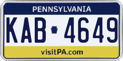 PA license plate KAB4649