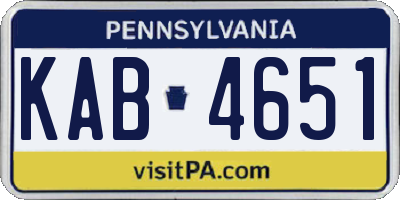 PA license plate KAB4651