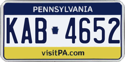 PA license plate KAB4652