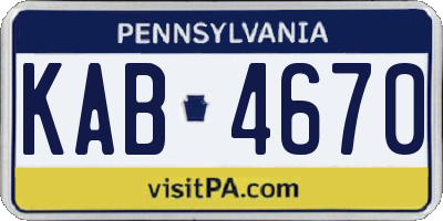 PA license plate KAB4670