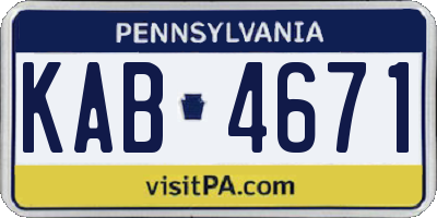PA license plate KAB4671