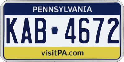 PA license plate KAB4672