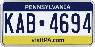 PA license plate KAB4694